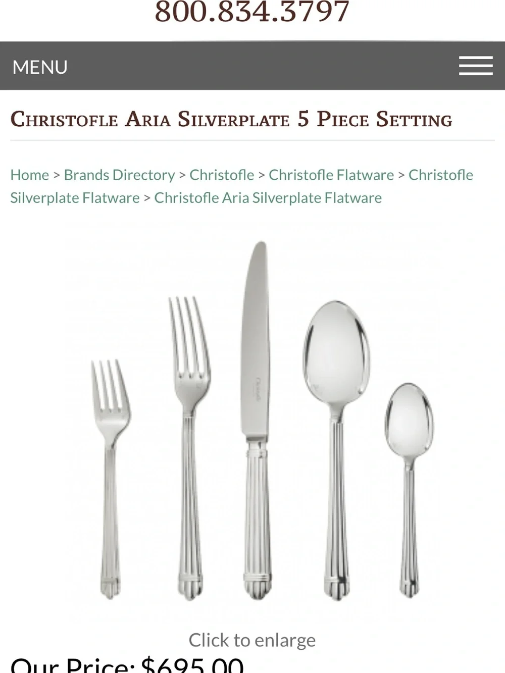Christofle 5 piece Aria design silver plated service for 12 silverware!